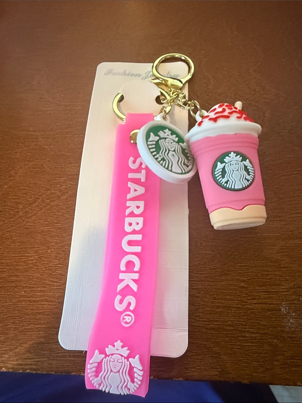 Fashion Starbucks Pink Silicone Keychain with Cup and Logo Charms